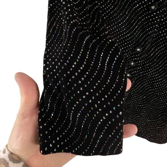 R&M Richards Vintage 1980 Petite Black Sequined Embellished Cardigan Jacket 12P - Picture 4 of 9